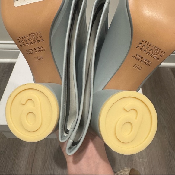 MM6 Maison Margiela Anatomic Thigh High Tabi Shaped Tall Heeled Boot Pearl Blue - Picture 12 of 16